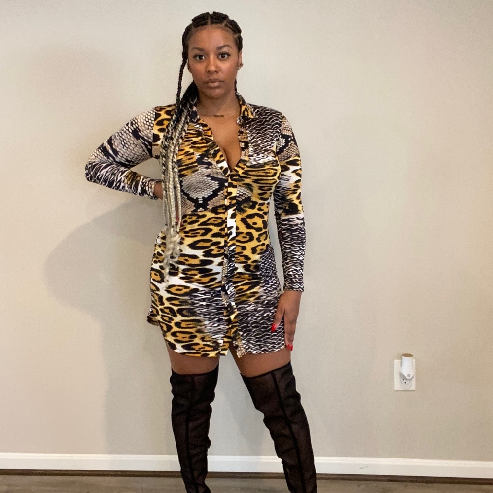 Animal print tunic dress